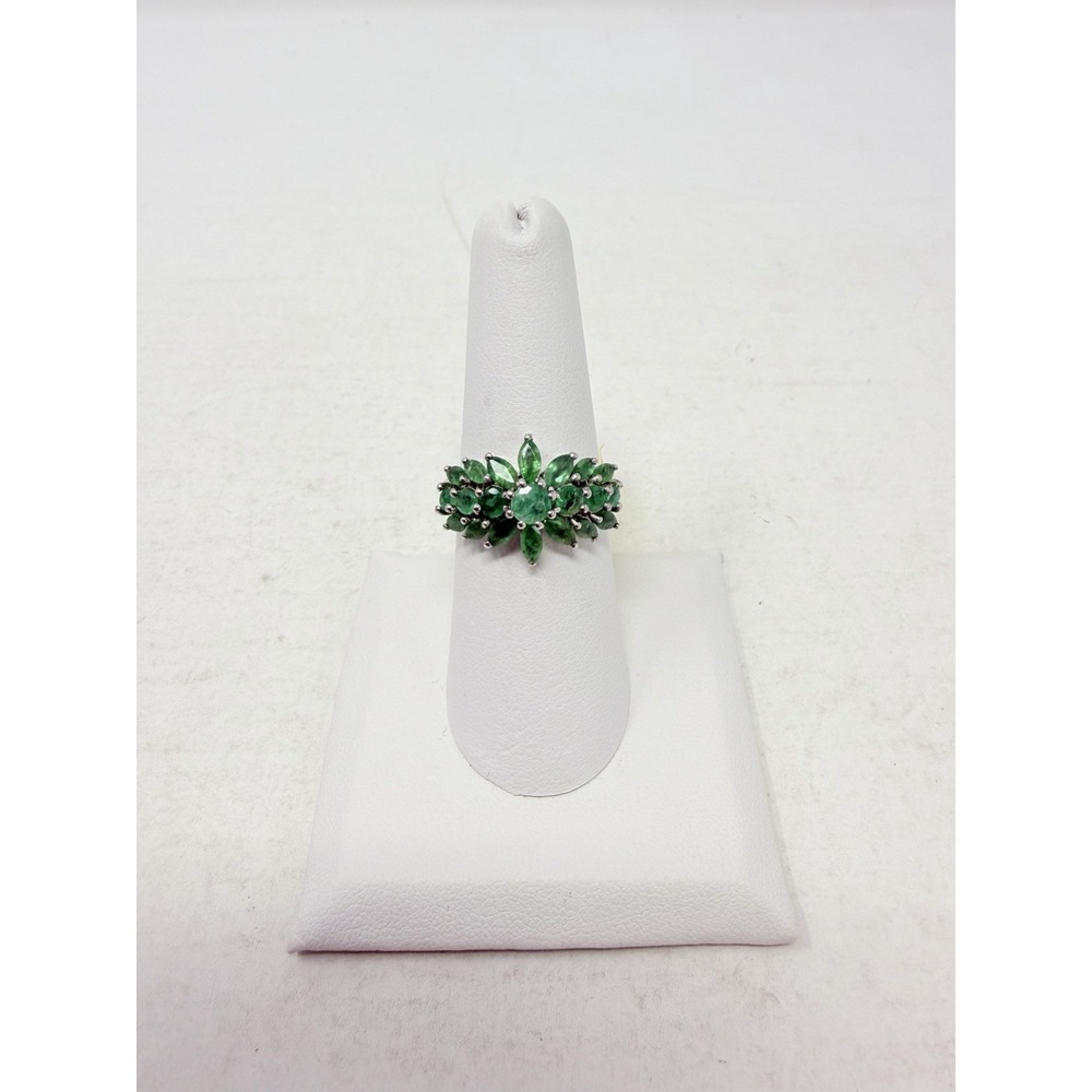 Shop LC Kagem Zambian Emerald Platinum Over Sterling Silver Size 7 Ring 5471